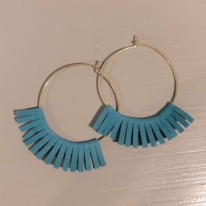 Francesca’s Leather Fringe Hoop Earrings